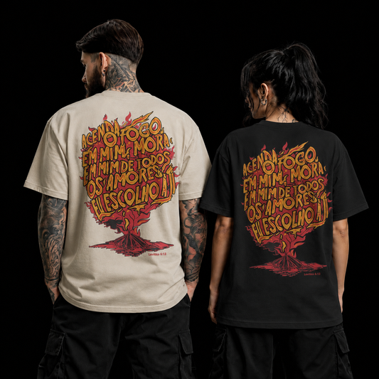 Camiseta Oversized Acenda O Fogo Em Mim