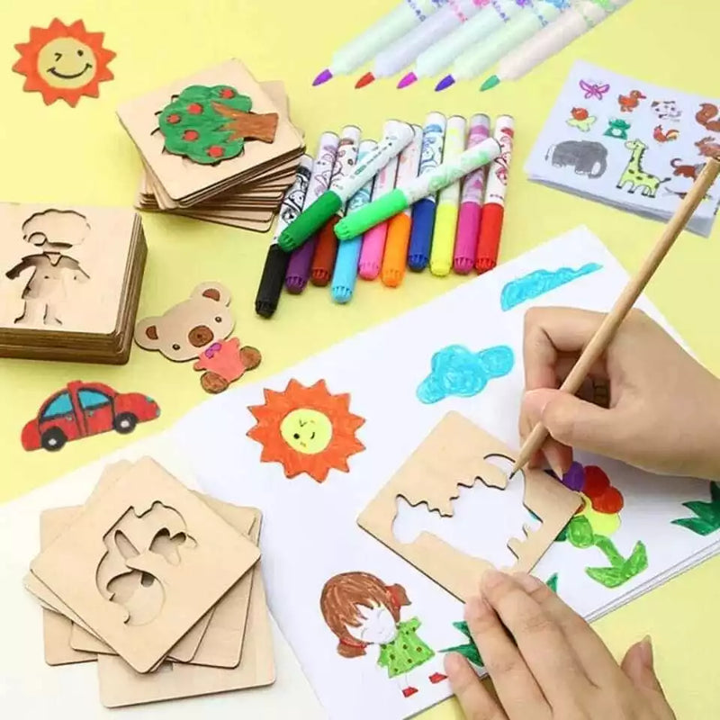Stencil Montessori Brinquedo Educativo Para Crianças Pintar