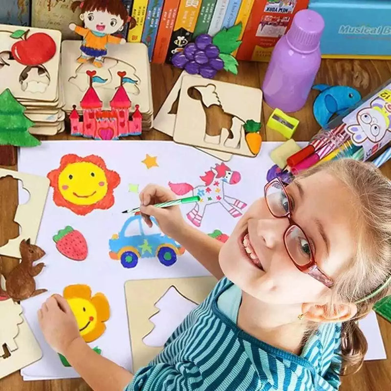 Stencil Montessori Brinquedo Educativo Para Crianças Pintar