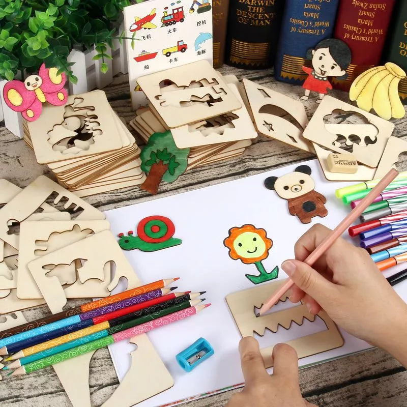 Stencil Montessori Brinquedo Educativo Para Crianças Pintar