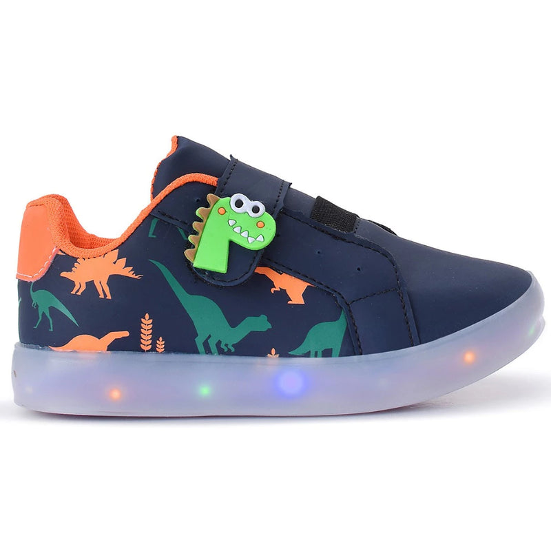 Tênis Infantil Dino Com Led Super Macio e Confortável